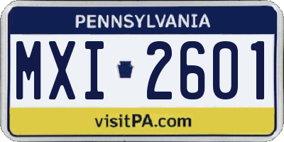 PA license plate MXI2601