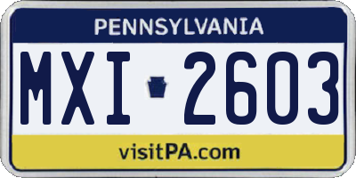 PA license plate MXI2603