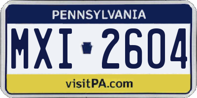 PA license plate MXI2604