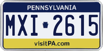 PA license plate MXI2615