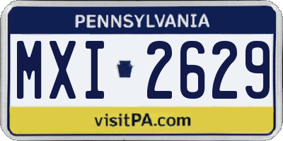 PA license plate MXI2629