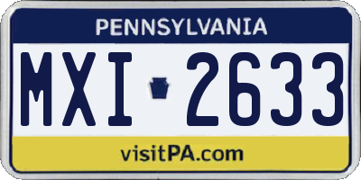 PA license plate MXI2633