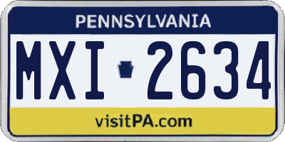 PA license plate MXI2634