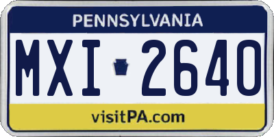PA license plate MXI2640