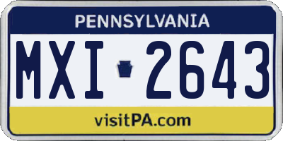 PA license plate MXI2643