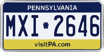 PA license plate MXI2646
