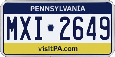 PA license plate MXI2649
