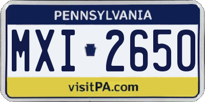 PA license plate MXI2650