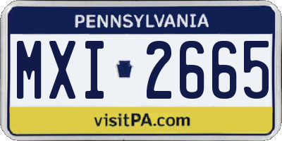 PA license plate MXI2665
