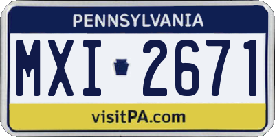 PA license plate MXI2671
