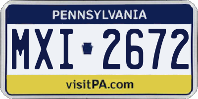 PA license plate MXI2672