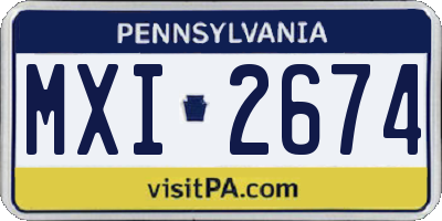 PA license plate MXI2674