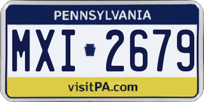 PA license plate MXI2679