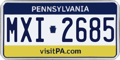 PA license plate MXI2685