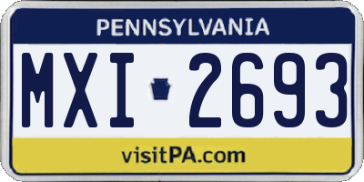 PA license plate MXI2693