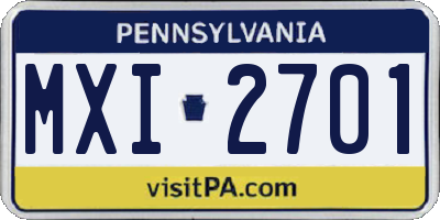 PA license plate MXI2701