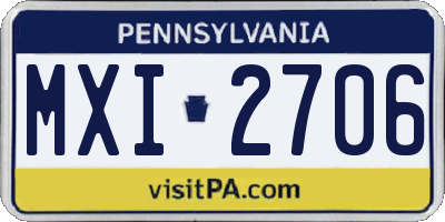 PA license plate MXI2706
