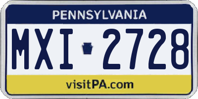 PA license plate MXI2728
