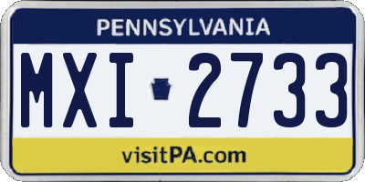 PA license plate MXI2733