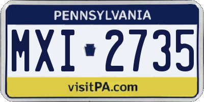 PA license plate MXI2735