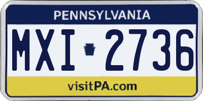 PA license plate MXI2736