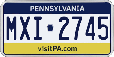 PA license plate MXI2745