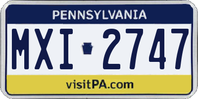 PA license plate MXI2747