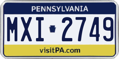 PA license plate MXI2749
