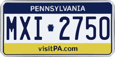 PA license plate MXI2750