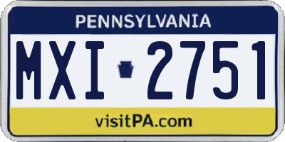 PA license plate MXI2751