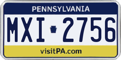 PA license plate MXI2756