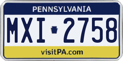 PA license plate MXI2758