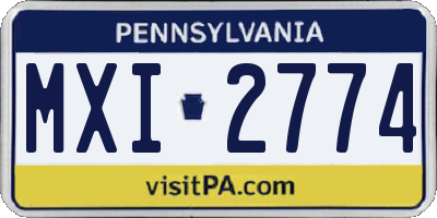 PA license plate MXI2774