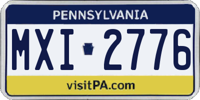 PA license plate MXI2776
