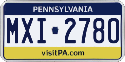 PA license plate MXI2780