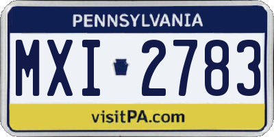 PA license plate MXI2783