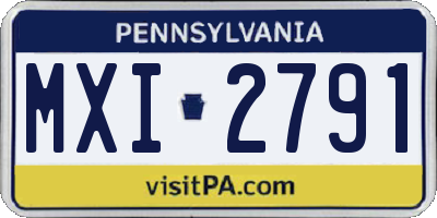 PA license plate MXI2791