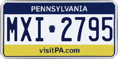 PA license plate MXI2795