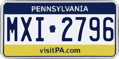 PA license plate MXI2796