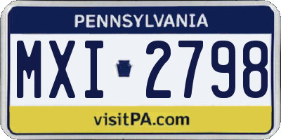 PA license plate MXI2798