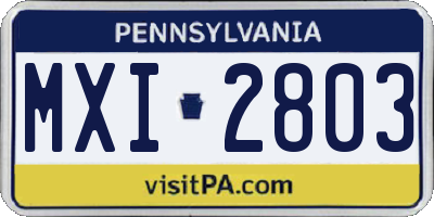 PA license plate MXI2803