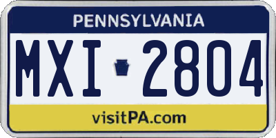 PA license plate MXI2804