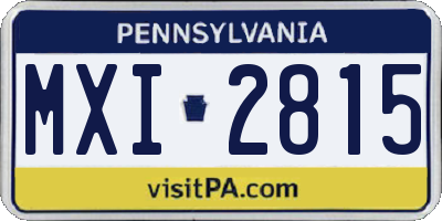 PA license plate MXI2815
