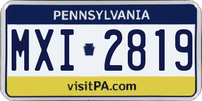 PA license plate MXI2819
