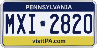 PA license plate MXI2820