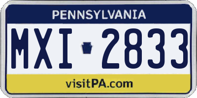 PA license plate MXI2833