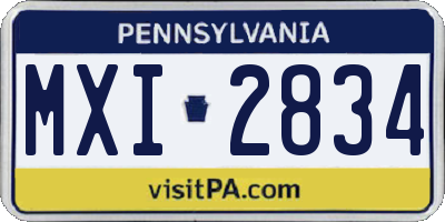 PA license plate MXI2834