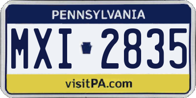 PA license plate MXI2835