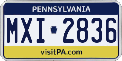 PA license plate MXI2836