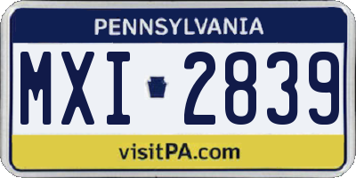 PA license plate MXI2839